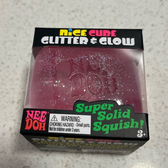 Other - Nee Doh Nice Cube Glitter & Glow Super Solid Squish Pink NEW